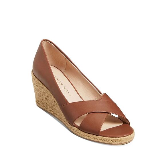 JACK ROGERS Womens Brown Palmer Wedge Slip On Leather Espadrille